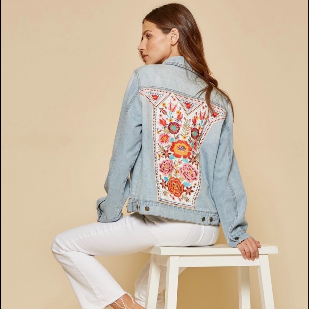 Savannah Jane Embroidered Denim Jacket